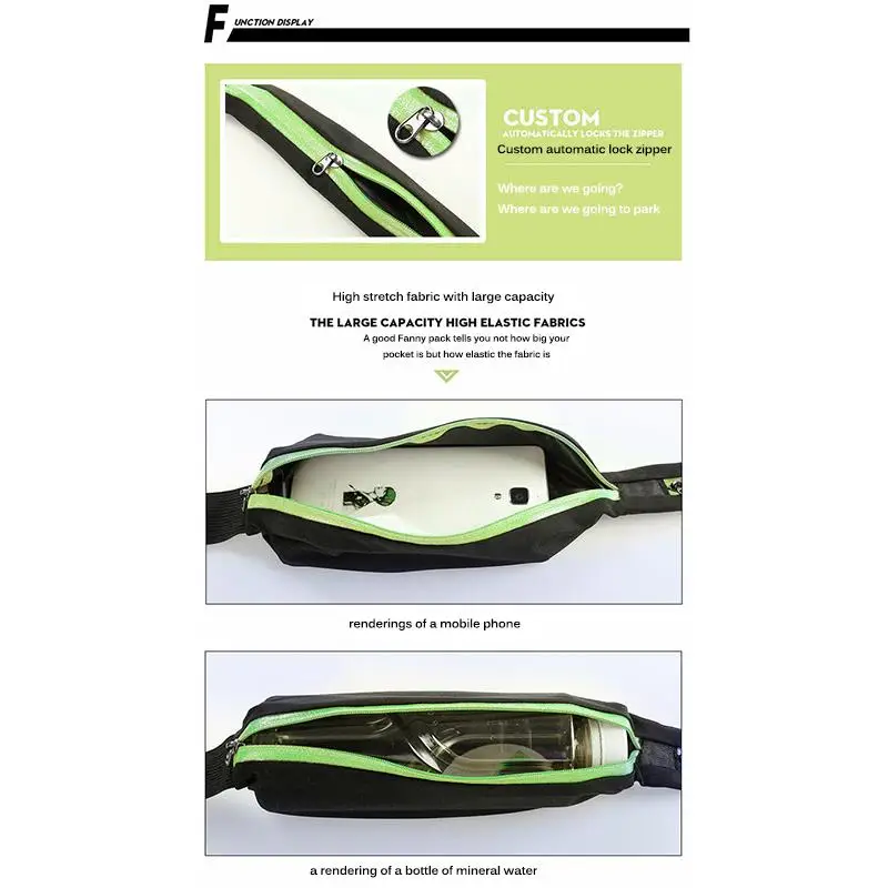 Водонепроницаемая поясная сумка на бедра с двойным карманом регулируемый