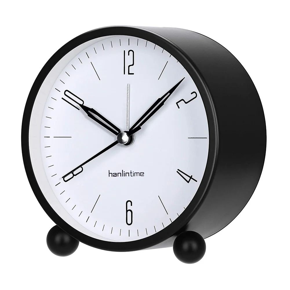 4-дюймовый металлический круглый будильник тихий настольный телефон электронные