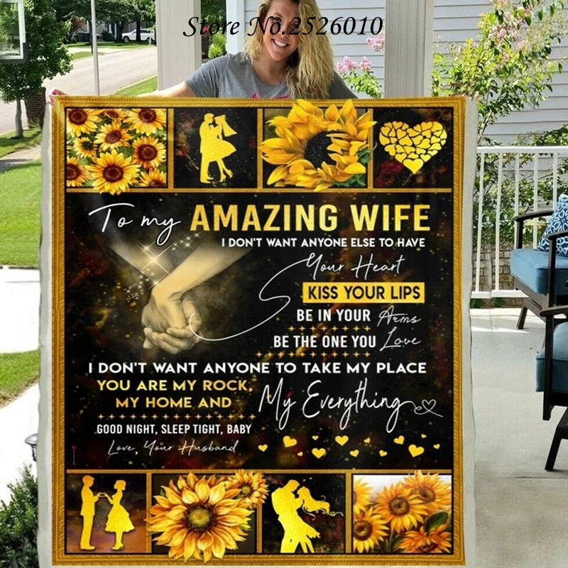 

Throw Blanket TO My Amazing Wife Letter Blanket 3D Print Sherpa Blanket on Bed Home Textiles Blanket HBTY Xmas Gift 01