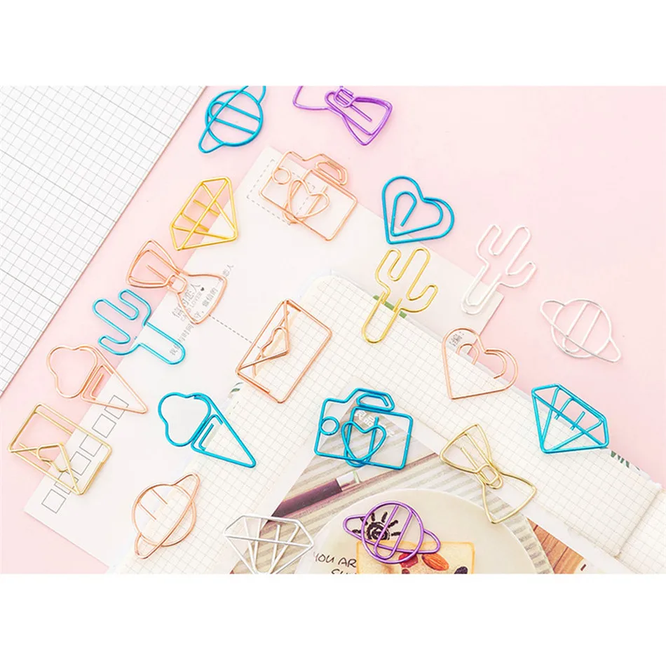 GJCrafts 10 шт./лот креативные милые зажимы для бумаги конверт кактус металлический зажим для бумаги Закладка декоративный файл памятки зажимы канцелярские