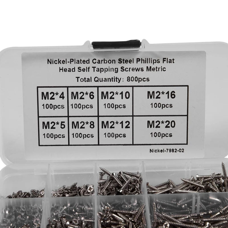800Pcs Stainless Steel Self Tapping Screw Assortment Kit Lock Nut Wood Thread Nail Sets M2 | Инструменты