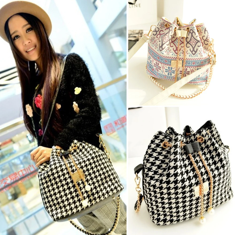 Новое поступление Холщовая Сумка ведро на шнурке сумки через плечо дамские из