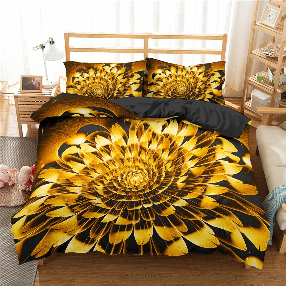 

New 2021 Abstract Flower with Textured Petals Bedroom Decor Bedding Set Twin Queen King Size Duvet Cover Pillowcase Bedclothes