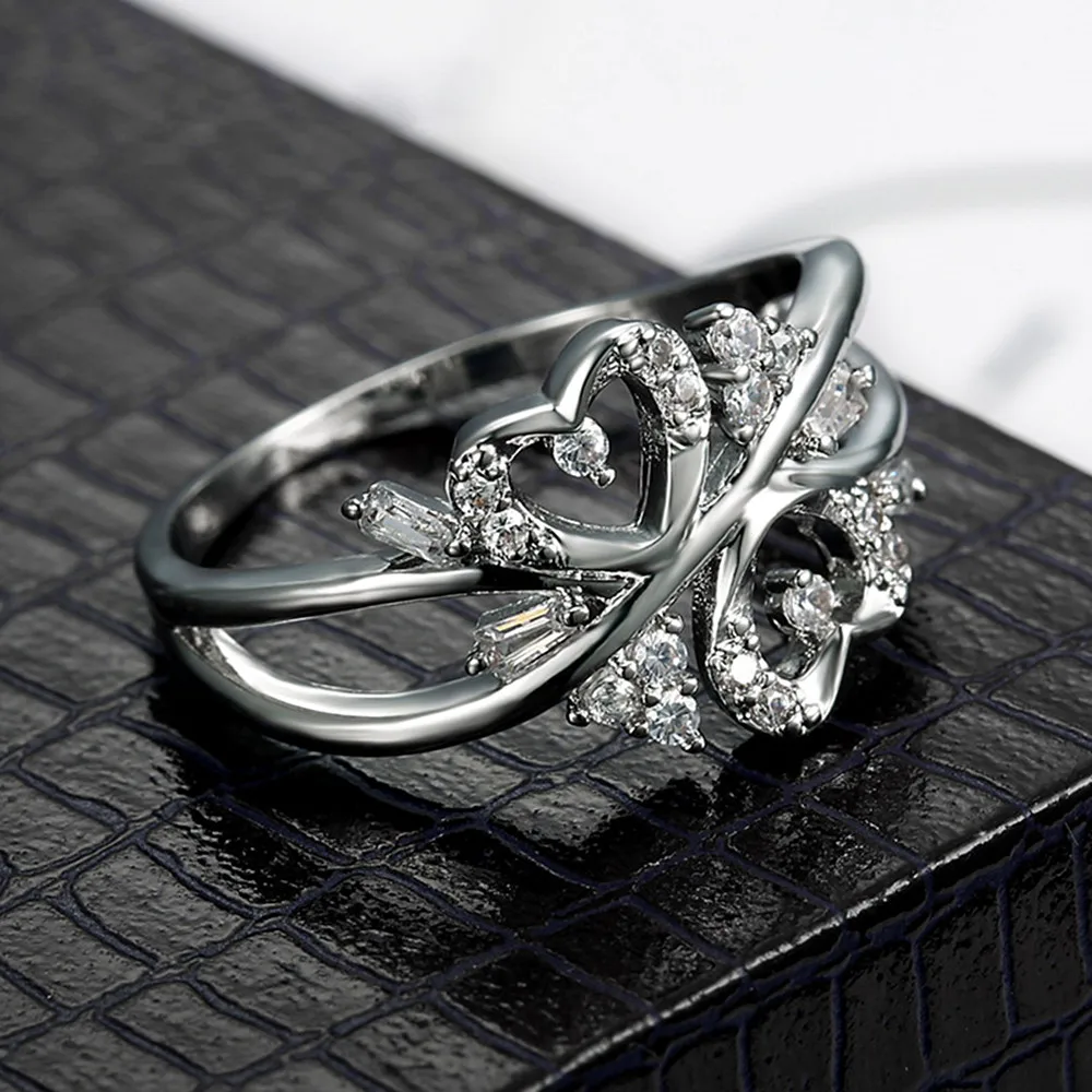 Любящее сердце из циркона кольца с бриллиантами для женщин femme покрытием 18 ти