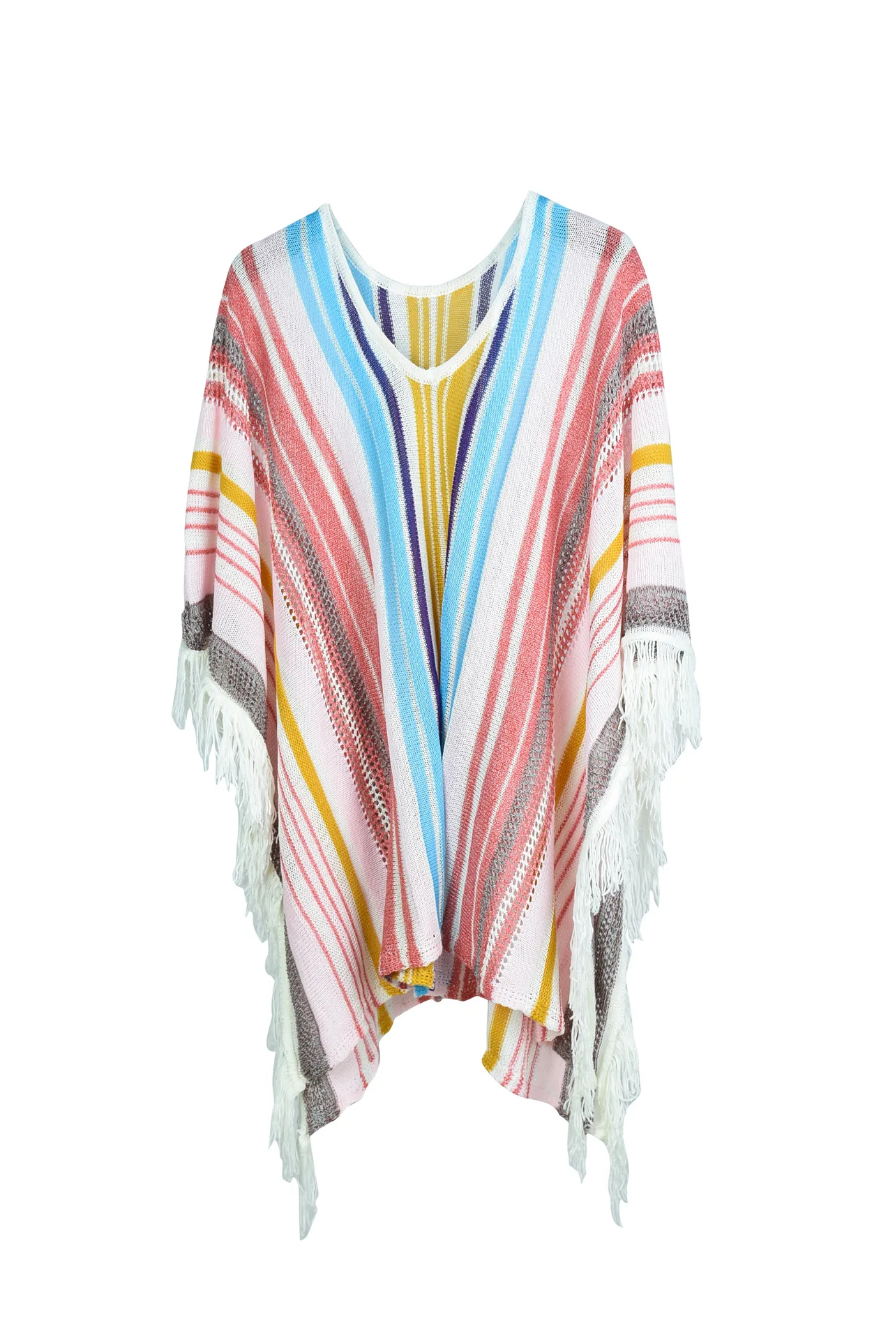 

Sunscreen Beach Blouse Women Multicolor Knitted Tassels Beach Vacation Bikini Swimsuit Blouse Summer Leisure