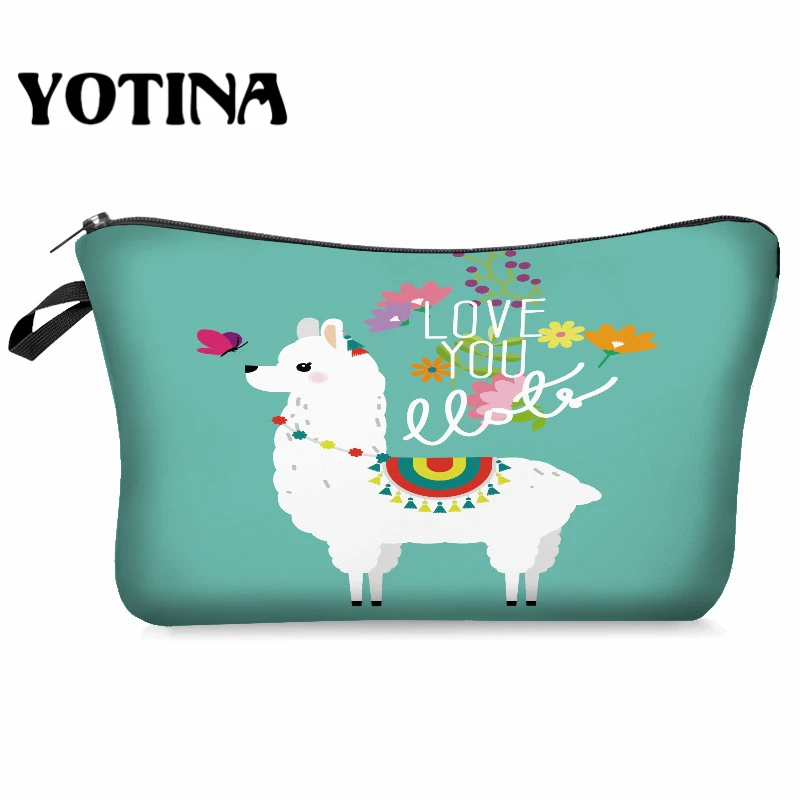 bpd9003 Yotina женская косметичка llama 3D печать с разноцветным рисунком Макияж сумка на молнии путешествий Органайзер для макияжа - Цвет: bpd9003