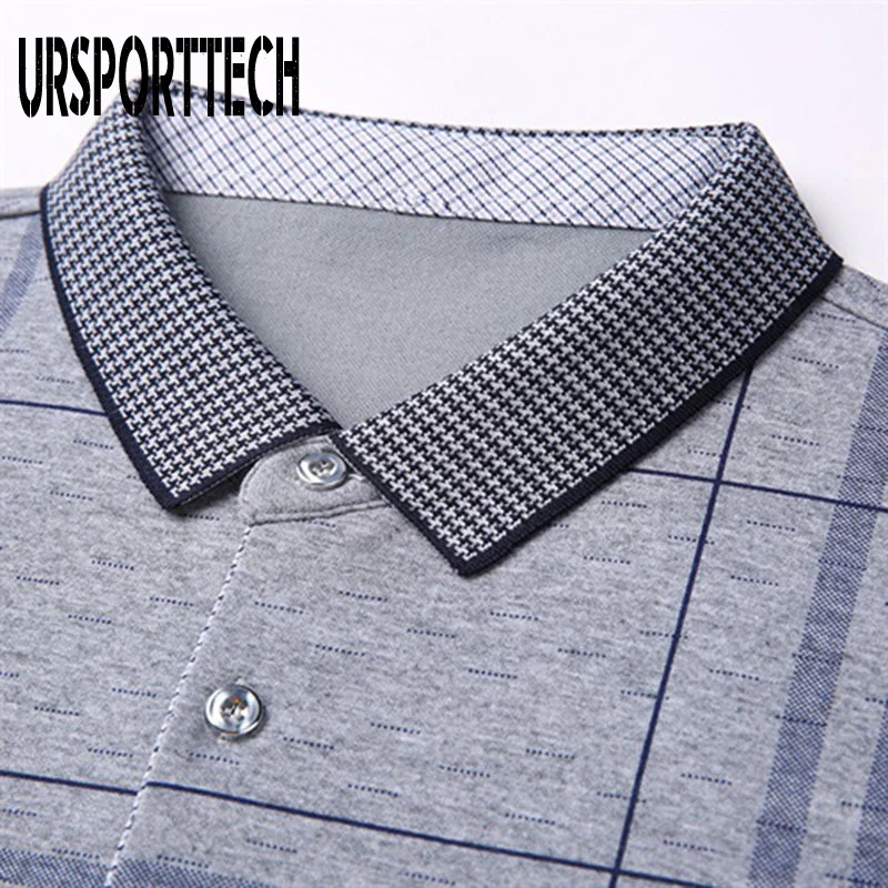 URSPORTTECH Men Polo Shirts Long Sleeves Cotton Blend Material Classical Design Tops Plus Size High Quality Men Golf Poloshirt