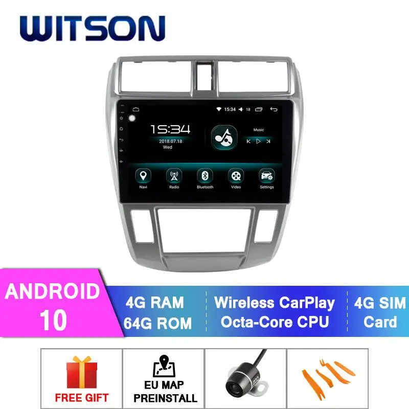 Автомобильный DVD плеер WITSON Android 10 0 4 + 64 ГБ 2 дюйма GPS для HONDA CITY 2008 2011 (Auto A/C) 2017