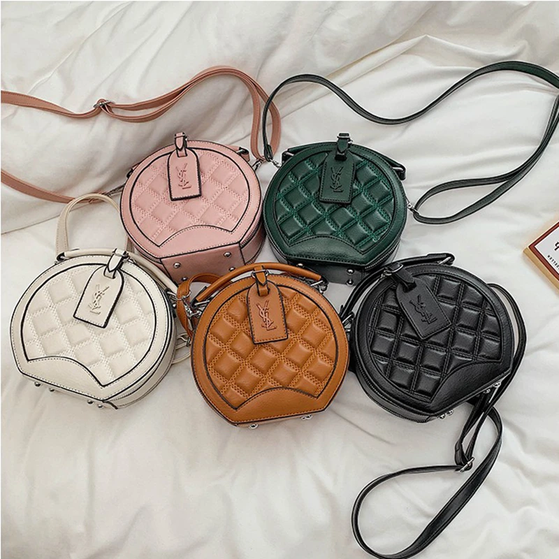 

Designer Brand Luxury Women Bag 2021 Round Shape Handbag Diamond Lattice Shoulder Bag Famous Crossbody Bags Purses and Handbags