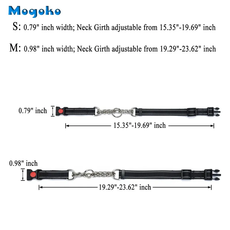 Ошейник Mogoko для собак светоотражающий аксессуар дрессировки с металлической
