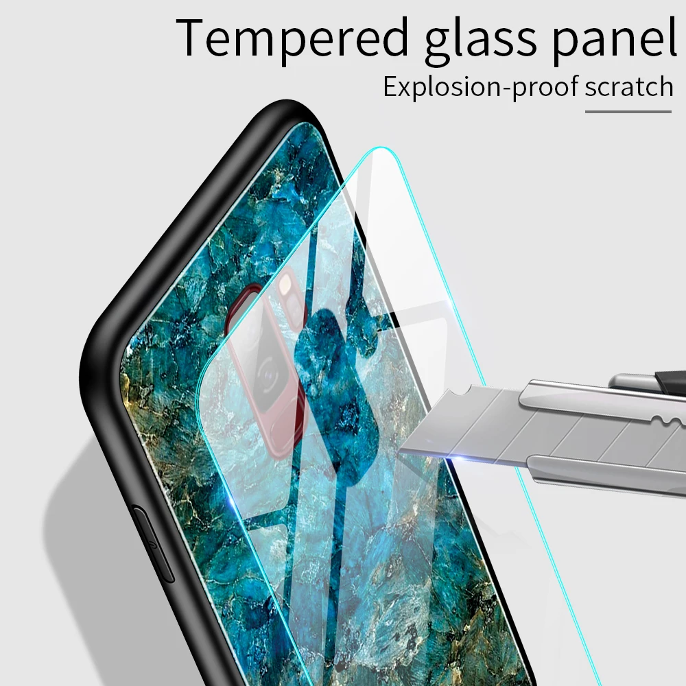 Защитный чехол из ТПУ с градиентным закаленным стеклом для Galaxy Samsung S9 S10 Plus S10e Note 9