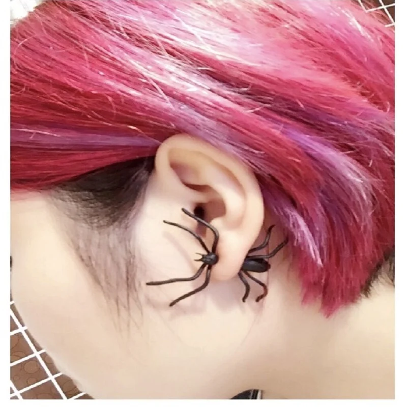 Женские серьги-гвоздики 1 шт. 3D жуткий черный паук подарок на Хэллоуин 2019 |