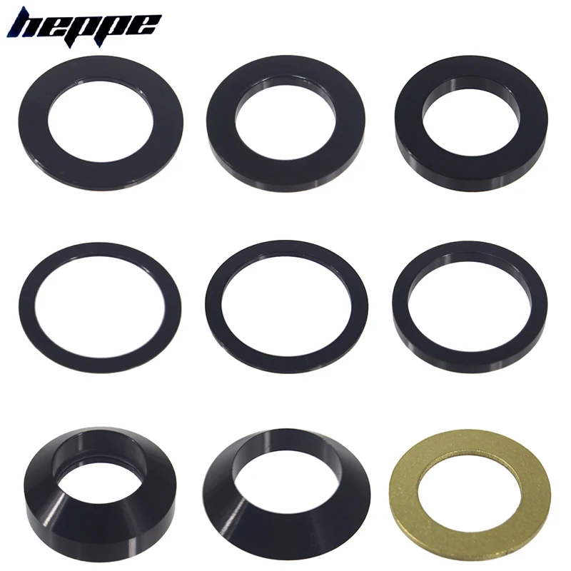 HEPPE MTB Road Bike Thru Axle Washer M12 M15 Axle Spacer Bike Hub Tube Shaft Skewer Spacer 0.5/1/2/3/4/7.5mm Thickness