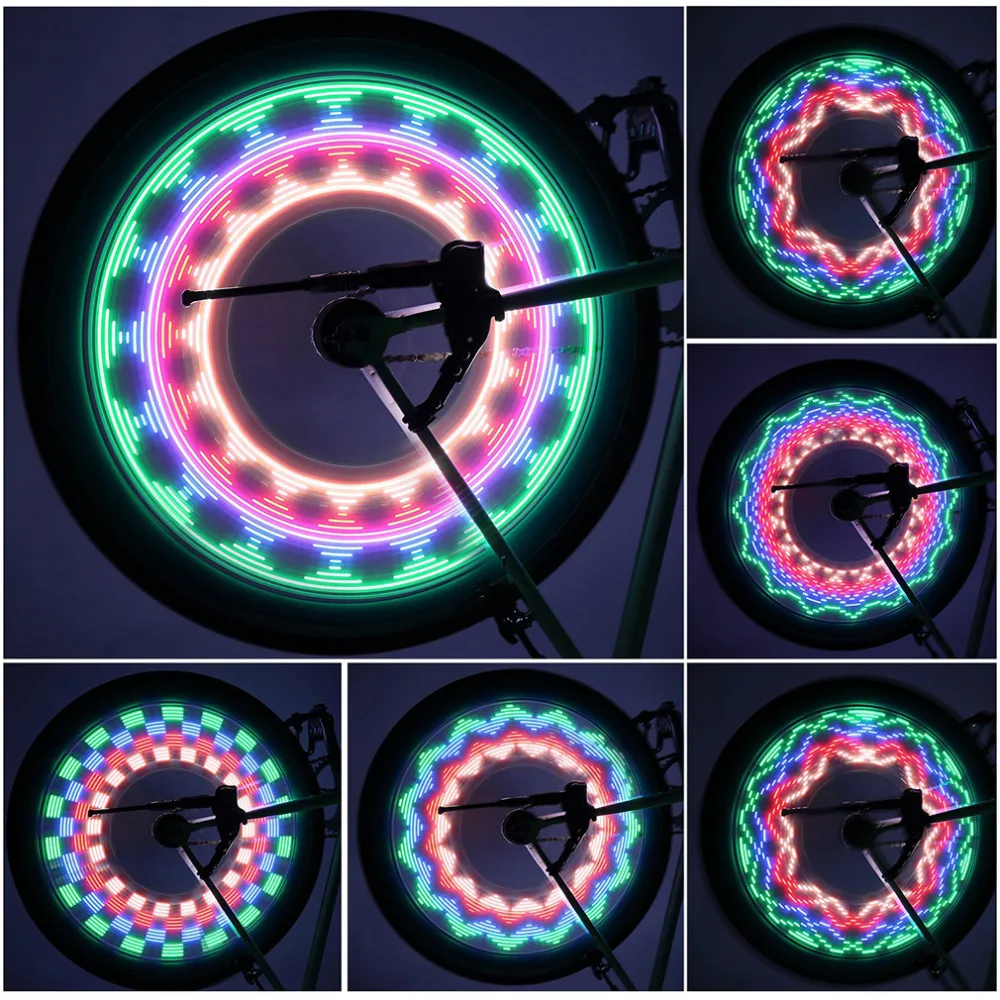 32 LED モードクール 2 サイドナイト防水ホイール · シグナルランプ反射リム虹タイヤバイク自転車固定スポーク警告ライト 2018