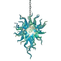 free shipping mini interior hand blown glass ball chandelier in blue