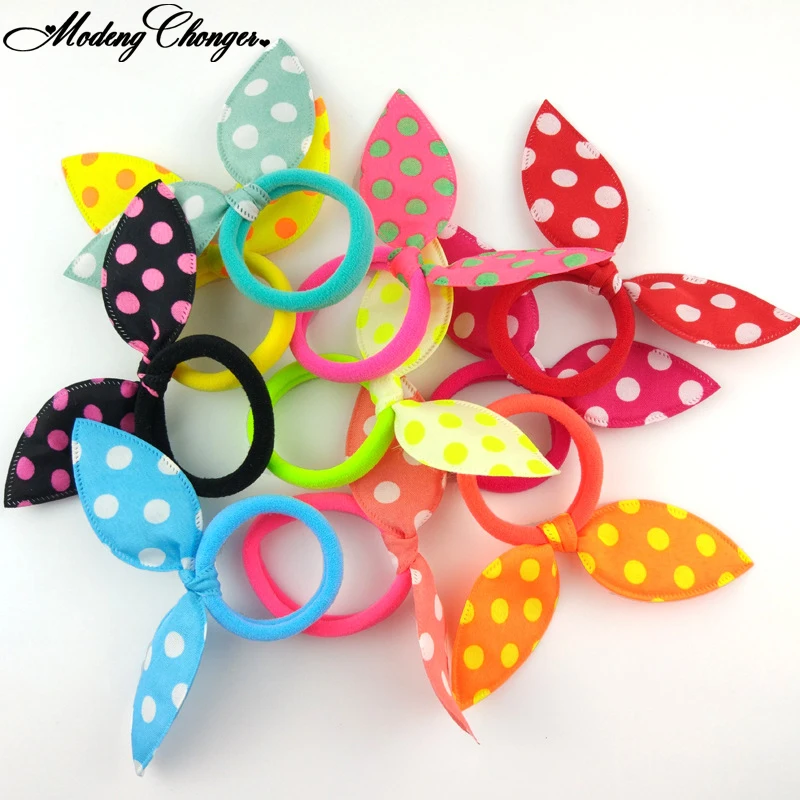 

10Pcs Cute Polka Dot Bow Kids Rabbit Ears Hair Band Hair Tie Headband Girl Scrunchy Children Ponytail Headwear Hair Accessories