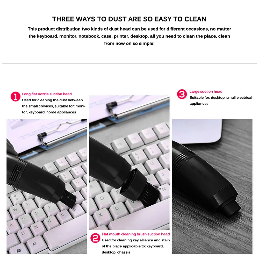 Мини-пылесос USB щетка пылесборник Три головки съемная для салона автомобиля