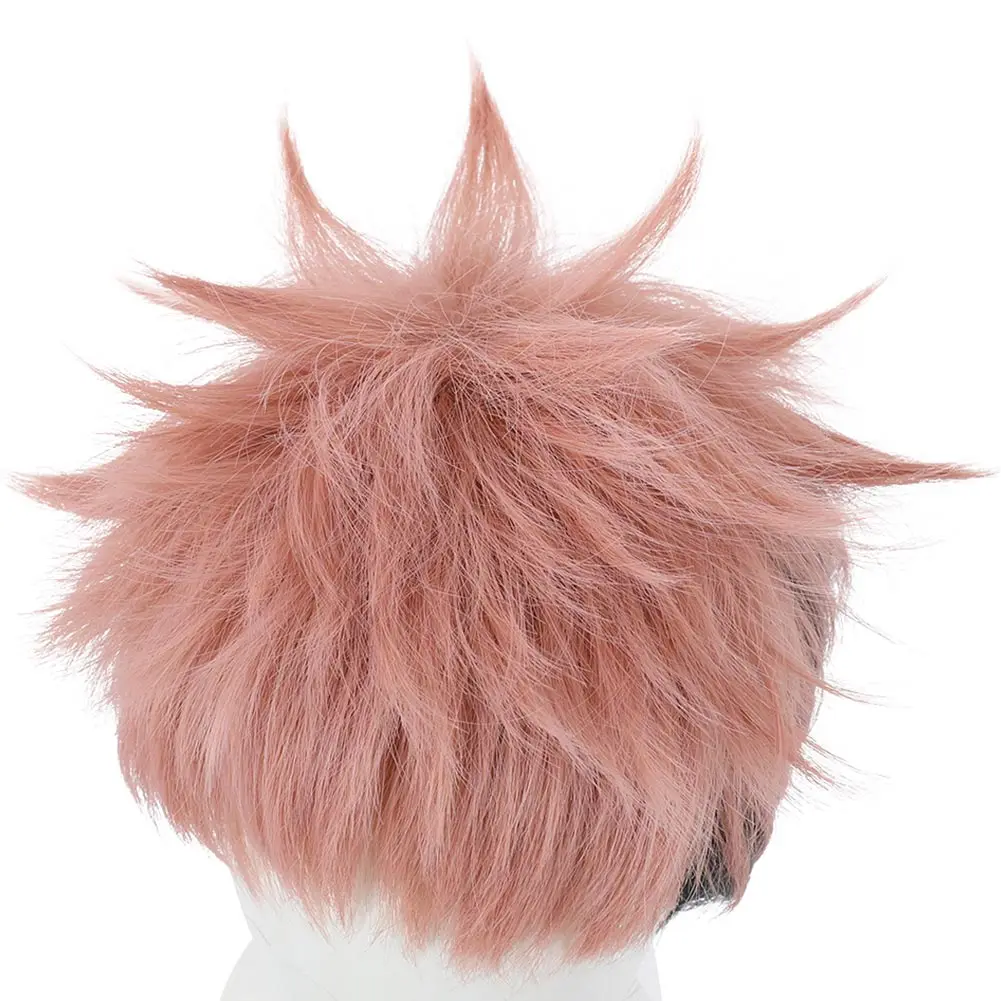Anime Jujutsu Kaisen Yuji Itadori Cosplay Pink Black Short Synthetic Hair Halloween Party Wigs |