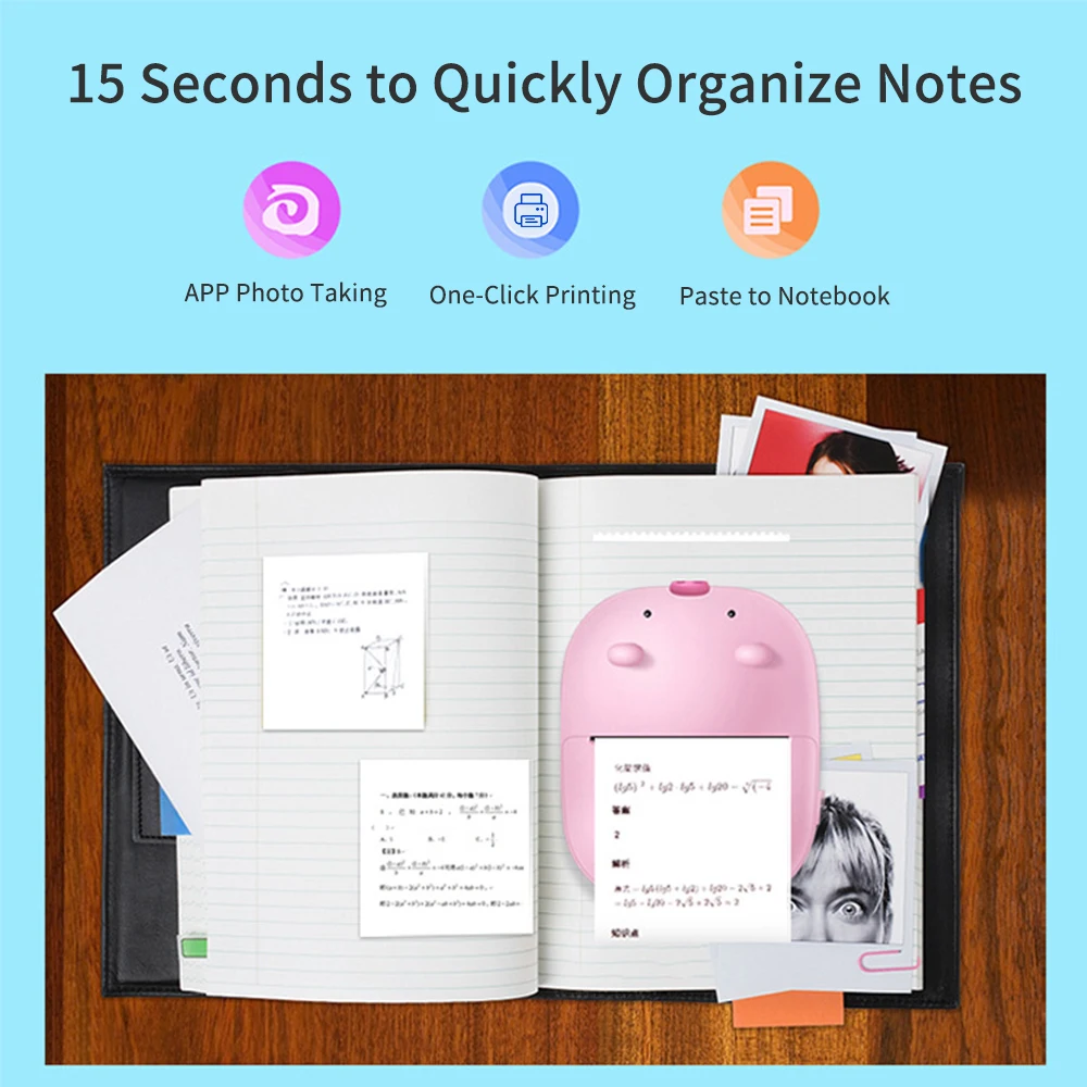 Карманный мини принтер термопринтер фотография список записей чековый BT