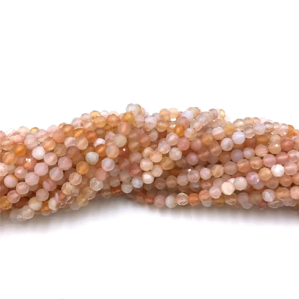 Бусины Sunstone граненые золотые 2 мм 3 бусины из натурального камня желтый лунный