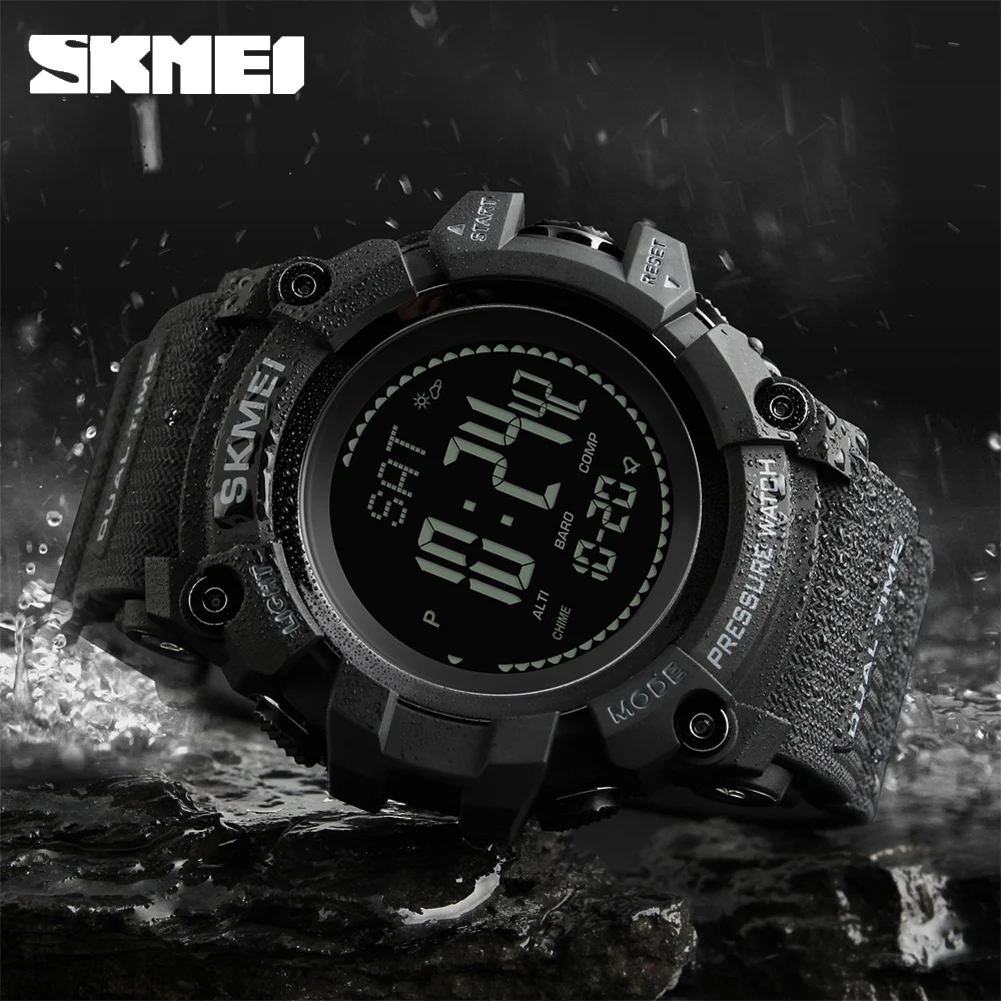 

SKMEI Outdoor Watches Mens Pressure Compass Sport Digital Wristwatches Altimeter Weather Tracker Waterproof reloj hombre 1358