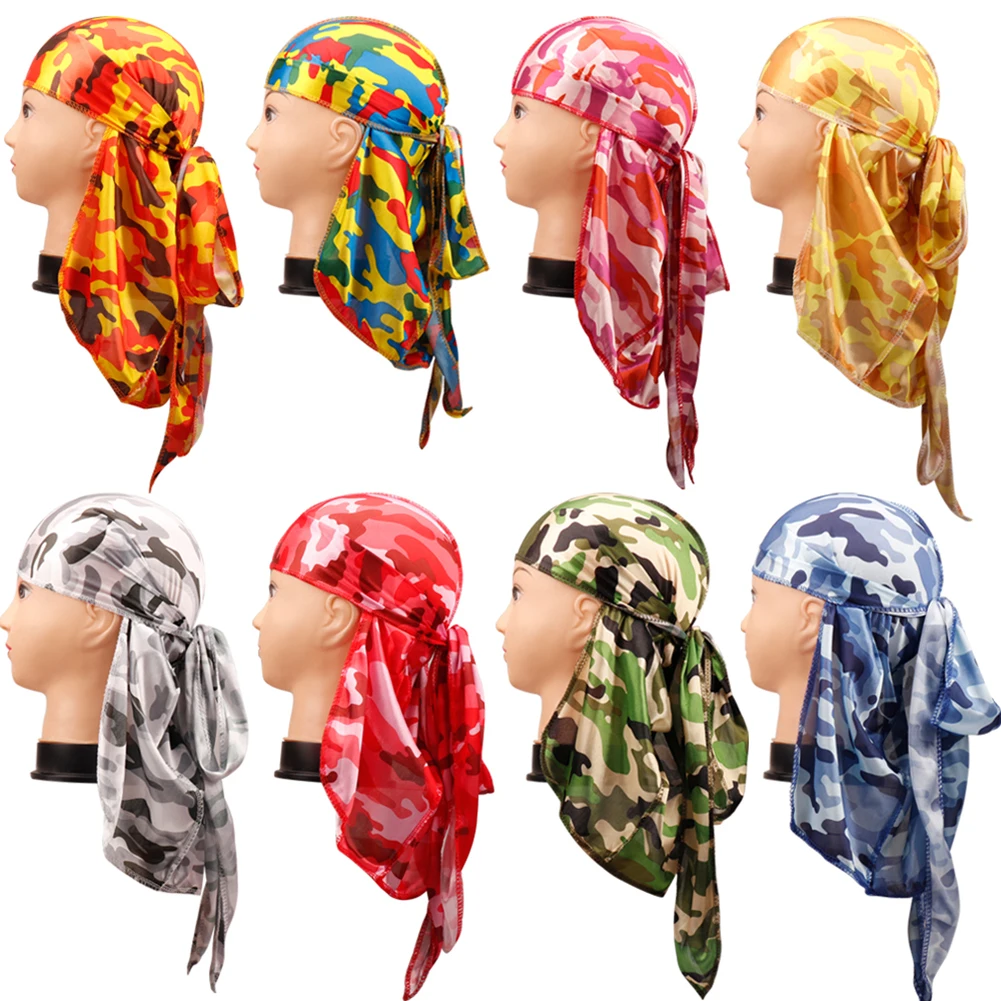 2020 шелковые головные уборы Durag бандейские камуфляжные мужские шелковистые