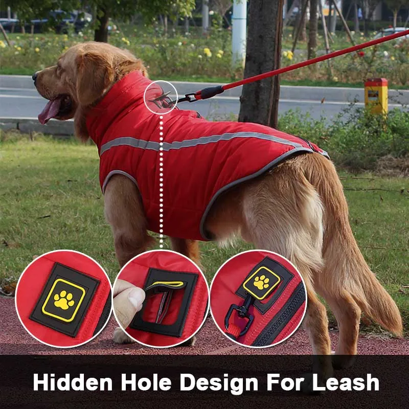 Зимняя одежда для домашних питомцев теплая Светоотражающая куртка пальто