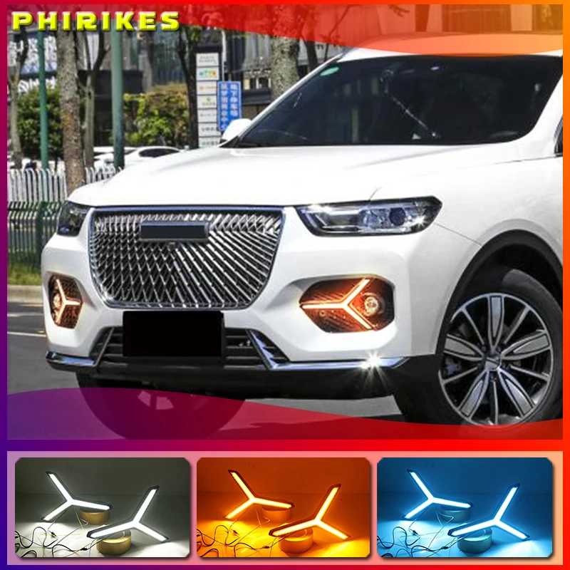 

LED Daytime Running Lights Turn signal DRL Drive Light with fog lamp hole For Great Wall Haval H6 Hover H6 2020 2021