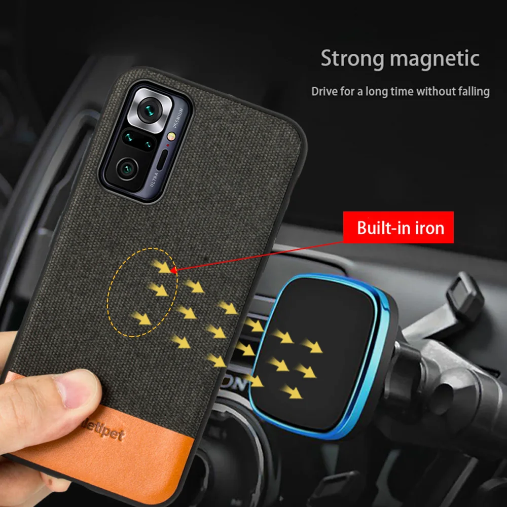 Fabric Man business magnetic case For Redmi note 10 pro 11 pro 10S 9 canvas cover For Xiaomi Mi 11T Pro 12T 11 ultra 12 Poco x3