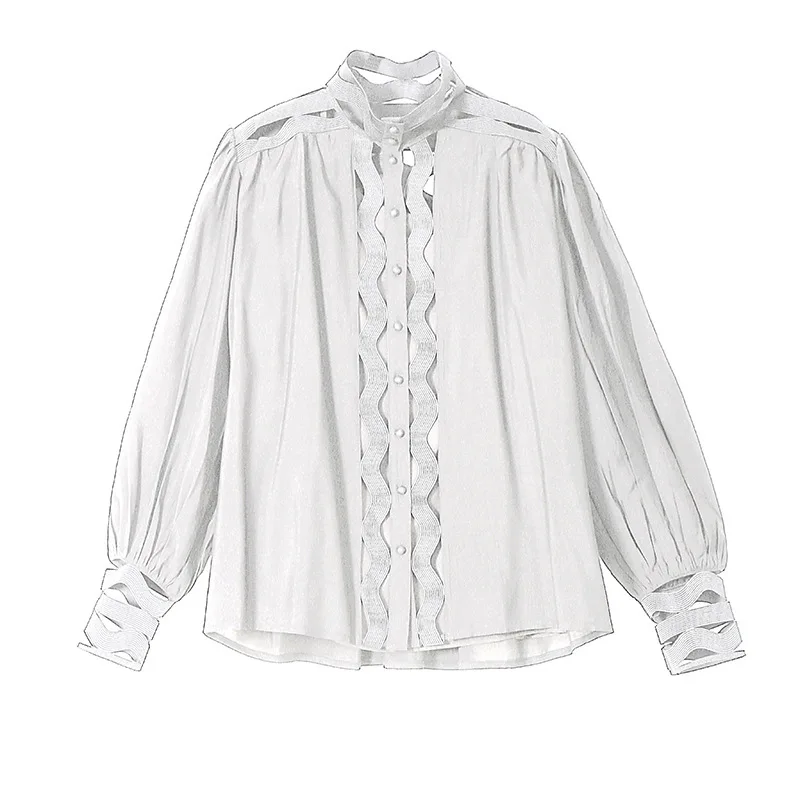 Max LuLu/модные корейские женские топы в стиле панк, хлопковые блузки, осенние женские сексуальные рубашки с дырками, Безразмерные с высоким воротом, свободная одежда