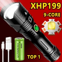 2021 newest 9 cores xhp199 led flashlight usb recharge zoom torch 5000mah ipx 5 waterproof tactical flash light by 2665018650