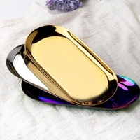 nordic style gold silver steel dessert dining table plate steak towel nut snack plate western cake kitchen tray fruit r3c3