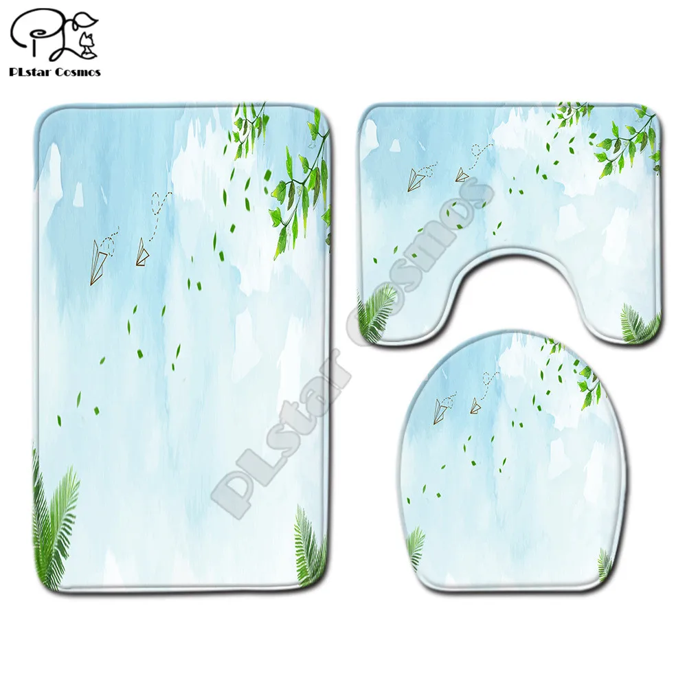 Cactus pattern funny 3D printed Bathroom Pedestal Rug Lid Toilet Cover Bath Mat Set drop shipping style-3 | Дом и сад