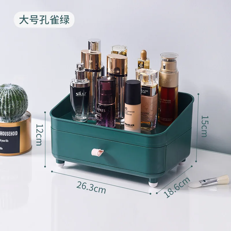 

Double Layers Desktop Plastic Cosmetic Storage Box Drawer Type Dustproof Makeup Organizer Lipstick Holder