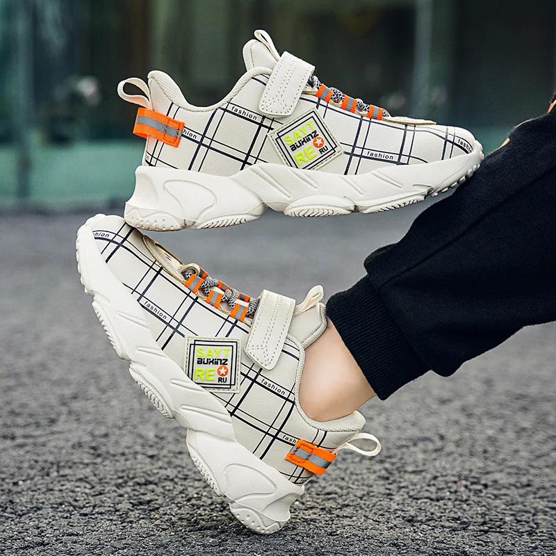 WKPK-zapatillas de deporte de cuero suave para ni&ntilde;os y ni&ntilde;as, zapatos informales de rebote, antideslizantes, para exteriores, producto nuevo-5