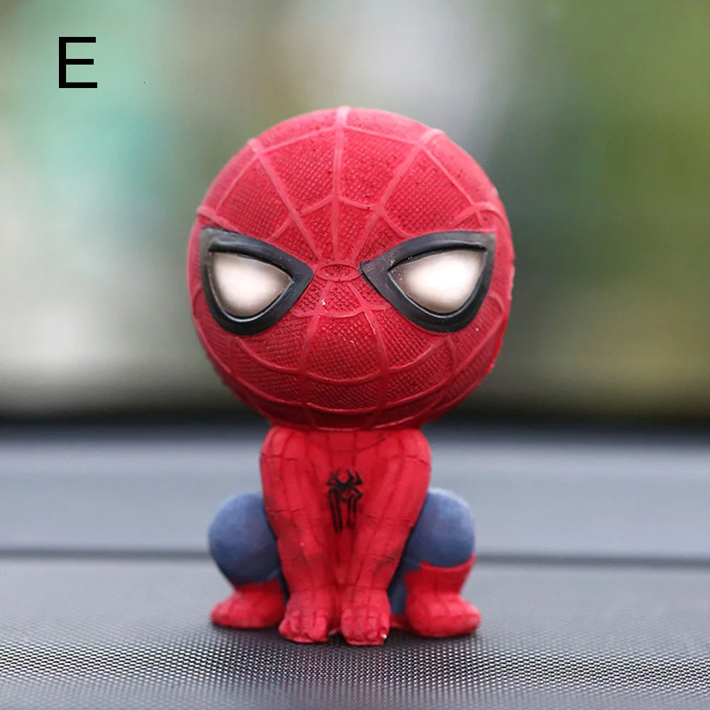E Модель человека-паука Schudden Hoofd Speelgoed Hars Ornament Magneet Auto Interieur Dashboard Decoratie Pop аксессуары Подарочная отделка - Название цвета: E