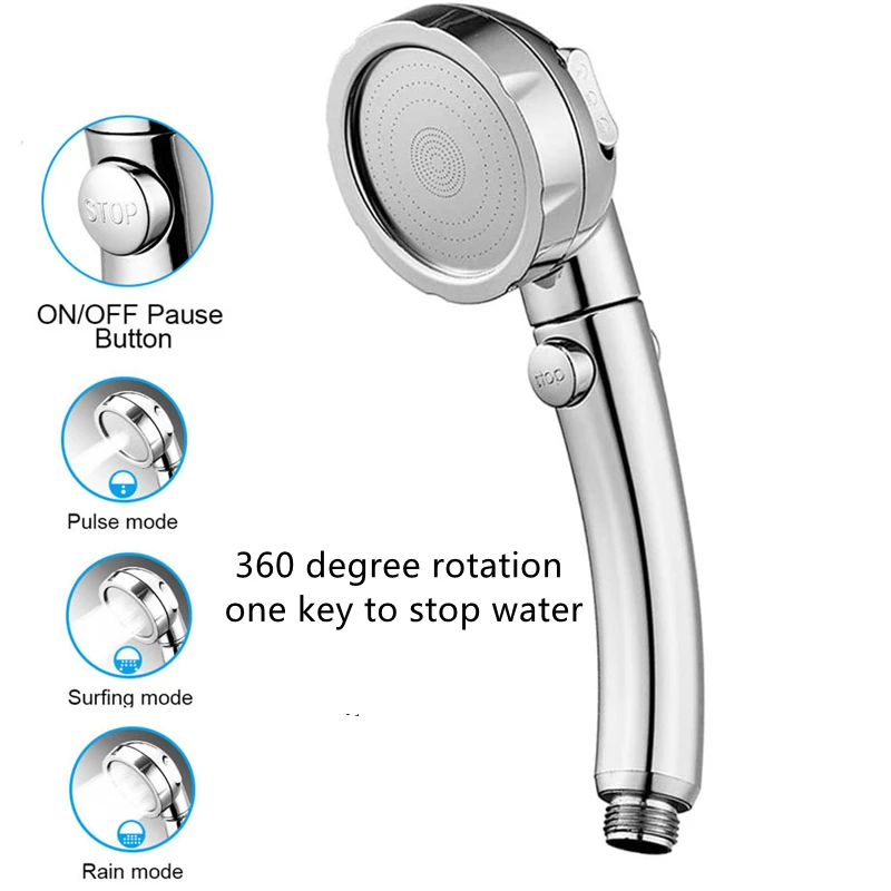Вращающаяся на 360 градусов душевая лейка с кнопкой остановки Регулируемая