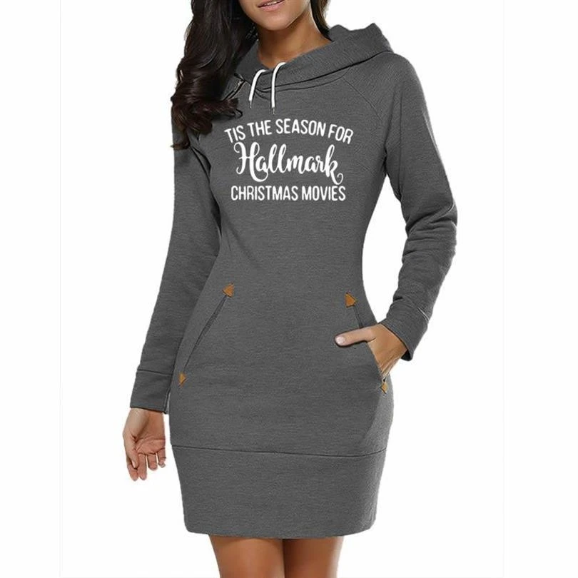 

Hoodies Popular For Women Christmas Movies Letters Print Long Dress Sweatshirt Femmes Sweatshirts Hoodies Youth Hoody