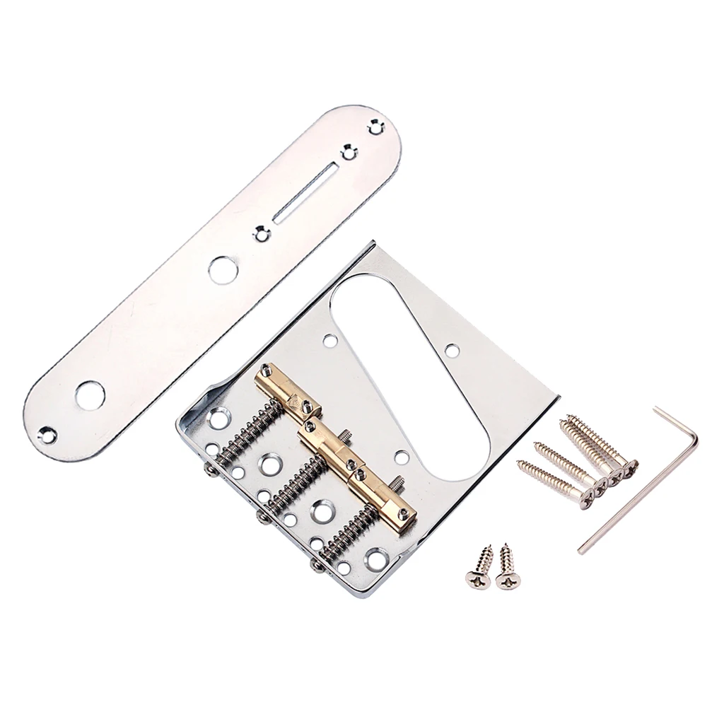 

Guitar Fixed Bridge Half Side Saddle Bridge Part With Screws & Wrench, Chrome