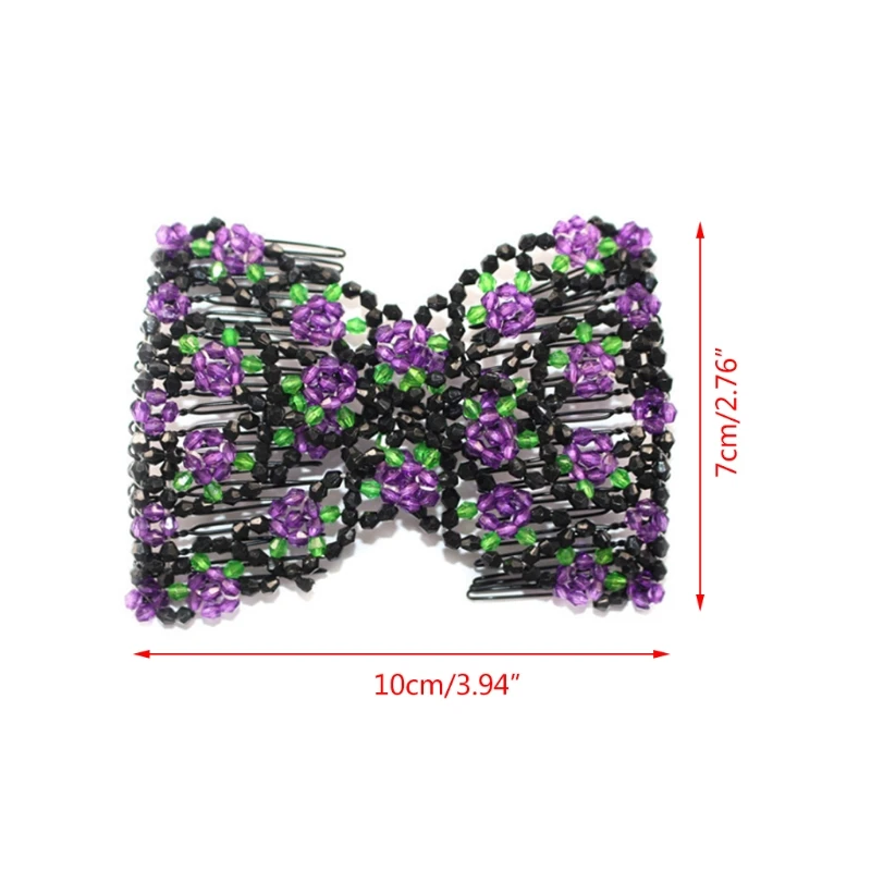 

69HB Hair Comb Double Stretch Fashion Elastic Women Clips DIY Hairstyle Beaded