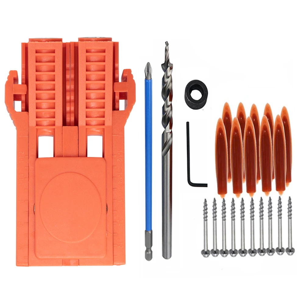 

Woodworking Oblique Double Hole Puncher Adjustable Drill Guide Locator Jig Kit Hole Puncher DIY Carpenter Hand Opener Tool Set