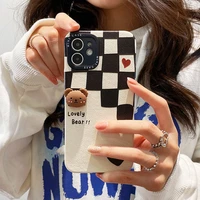 new checkerboard lattice mobile phone case for iphone 11 12 13 pro max phone case for huawei mate 40 30 pro anti drop phone case