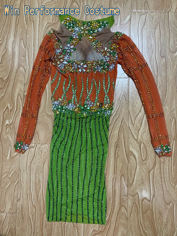 Модное женское боди Стразы большой эластичный костюм для ночного клуба бара