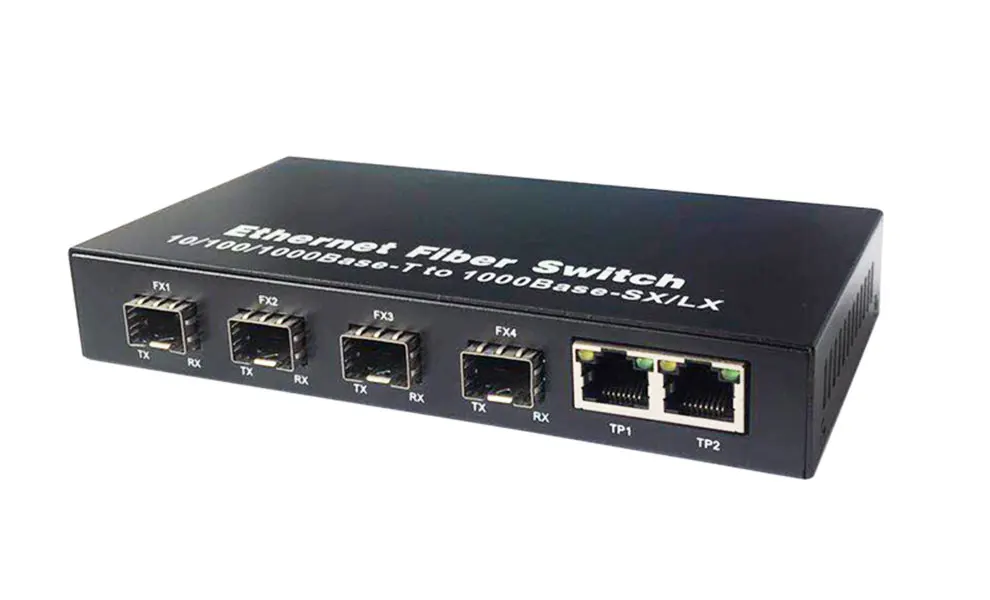 Гигабитный Ethernet коммутатор волоконно-оптический медиаконвертер 4 волокно sfp модуль порт 2 RJ45 10/100/1000 м UTP волоконный порт