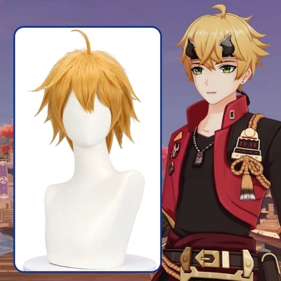 

Genshin Impact THOMA Cosplay 75cm Long Blue Gradient Wig Cosplay Anime Cosplay Wigs Heat Resistant Synthetic Wigs Halloween