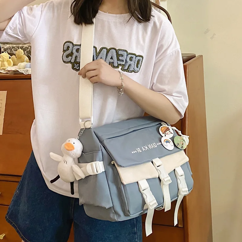 

Женская сумка-мессенджер через плечо, большая холщовая Милая школьная сумка через плечо для женщин 2021, портфель для школы, женская сумка для...