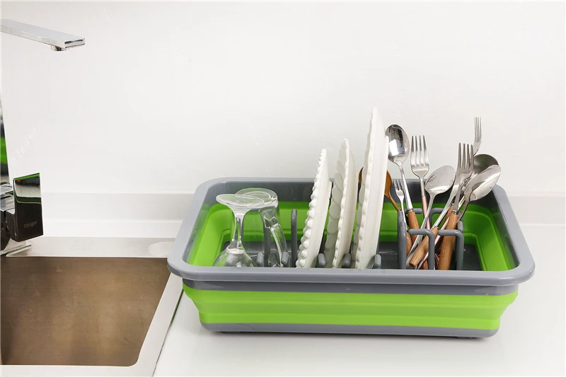 Складная Силиконовая полка для посуды DIY кухонная стойка хранения чашек сушилка