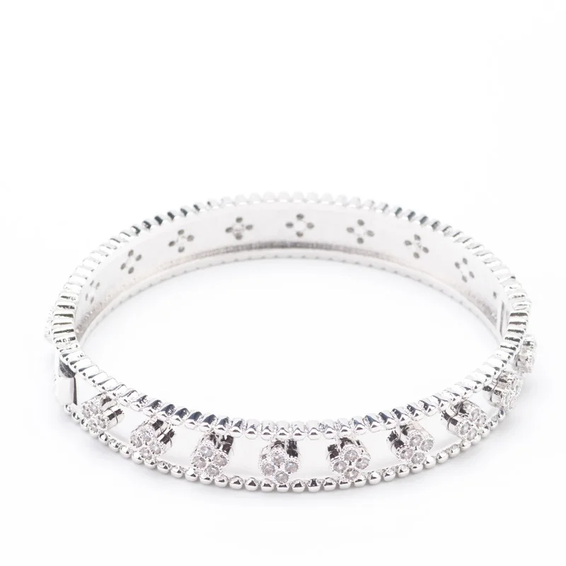 Модные женские ювелирные изделия микро CZ Полный Хрустальный полый цветок