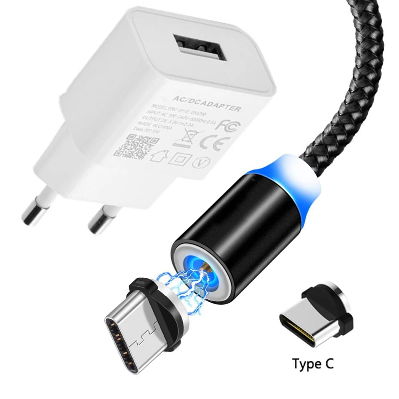 Магнитный кабель USB Type C для быстрой зарядки телефонов Samsung S10 S8 S9 M40 A40 Huawei P20 P30 lite Mate