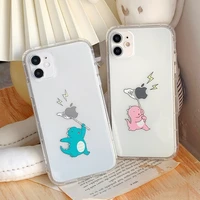 cartoon cute dinosaur creative shockproof clear soft silicone phone case for iphone 11 12 pro max xr x xs 7 8 plus lovely cover
